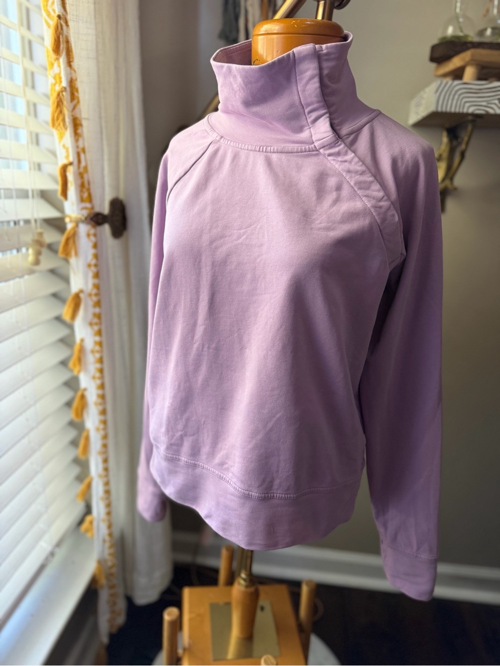 Pact - Women’s Lavender Funnel Neck Pullover Top - Organic Cotton